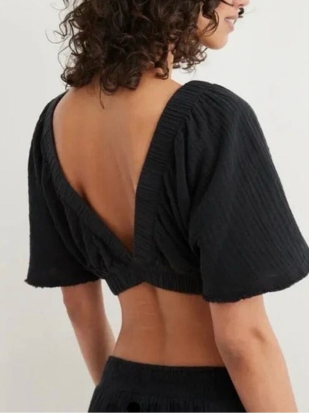 Aerie Pool To Party Flutter Sleeve Cotton Gauze Crop Top